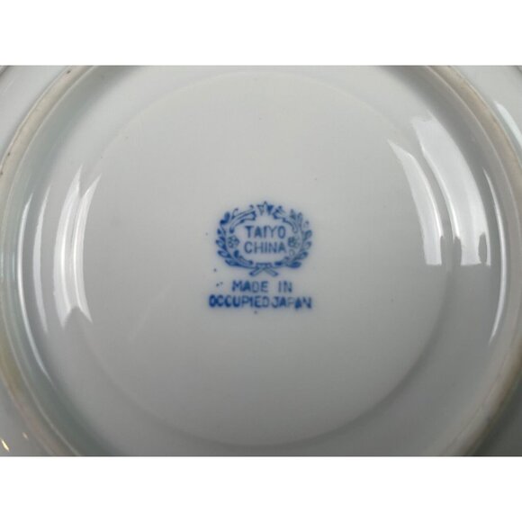 Vintage Occupied Japan Teacup & Saucer Hand Painted Blue Floral Taiyo China - Picture 11 of 11
